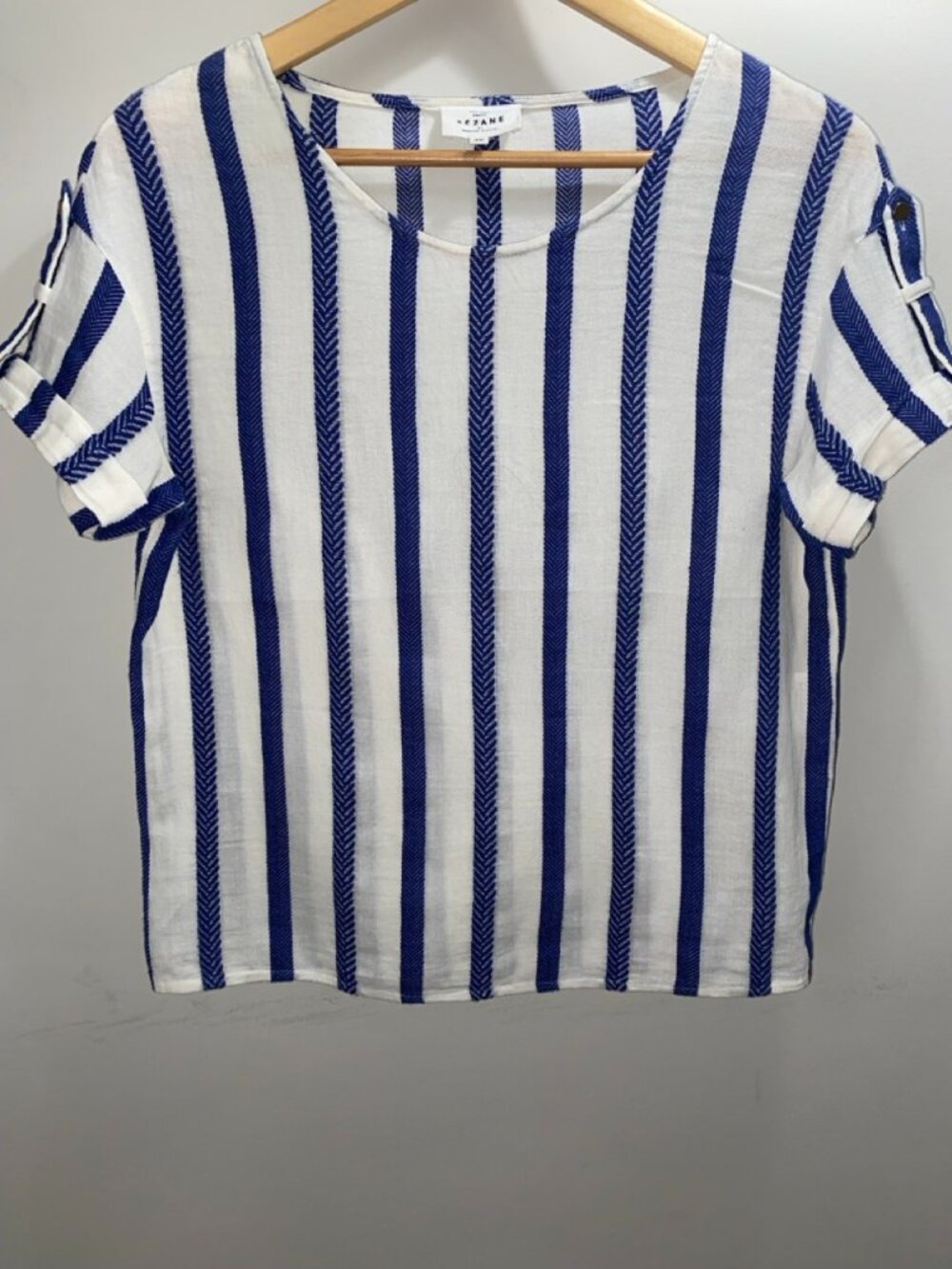 Sézane vertical striped cotton blouse size 6 (FR 38)